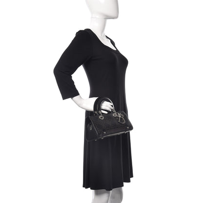 Christian Dior Calfskin Cannage Perforated Small Lady Dior East West Black 2 of 13