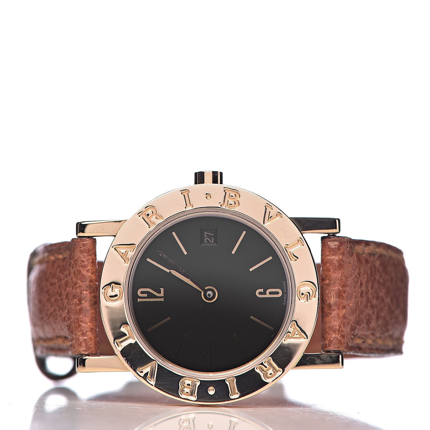 18K Yellow Gold Calfskin 26mm Quartz Watch Black