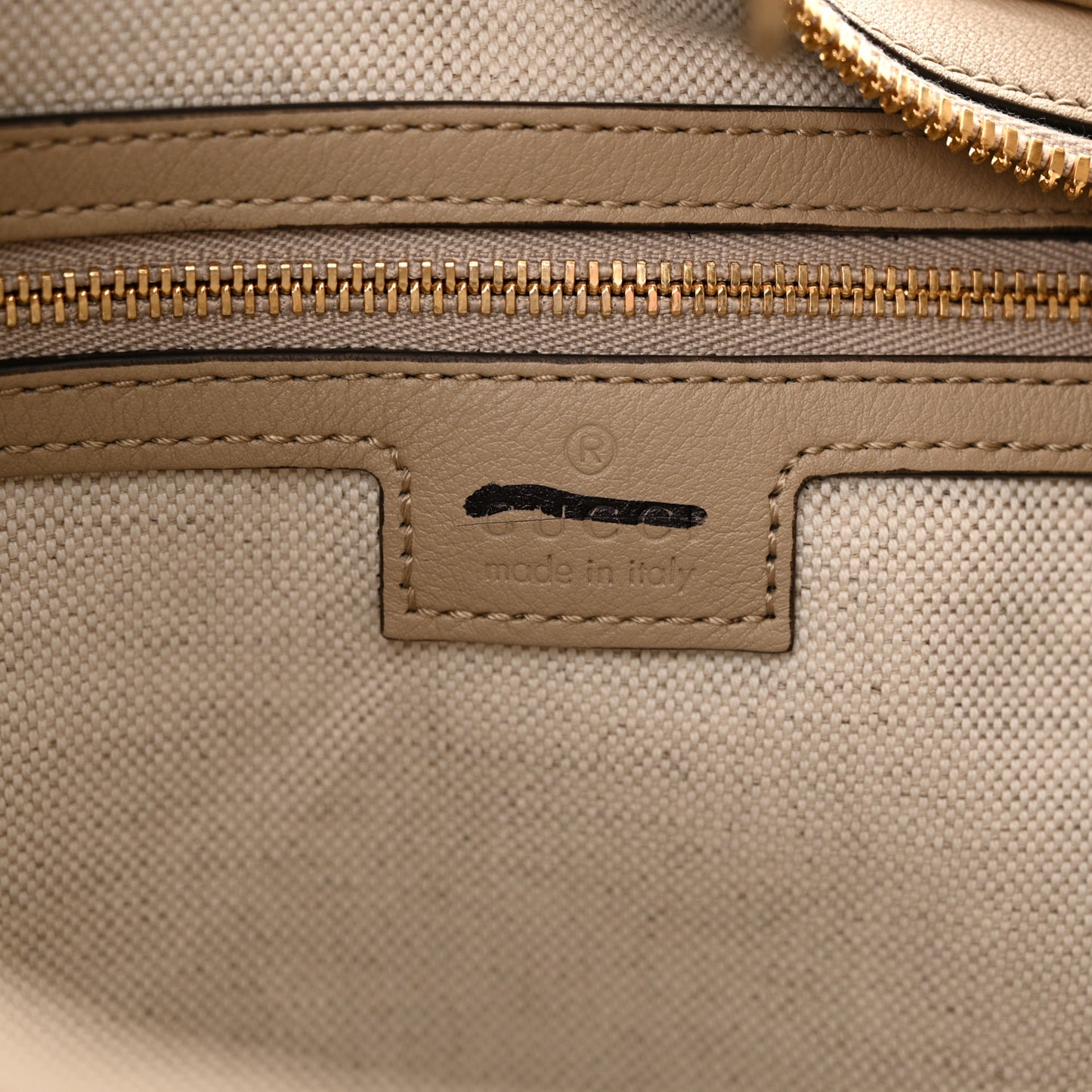 Aria Calfskin Web Large Attache Shoulder Bag Beige
