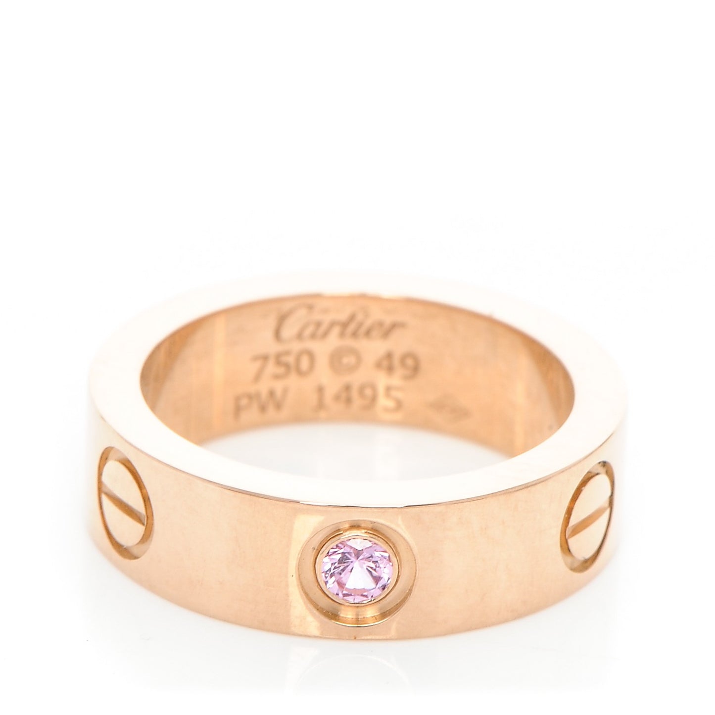 18K Pink Gold Pink Sapphire 5.5mm LOVE Ring 49 4.75