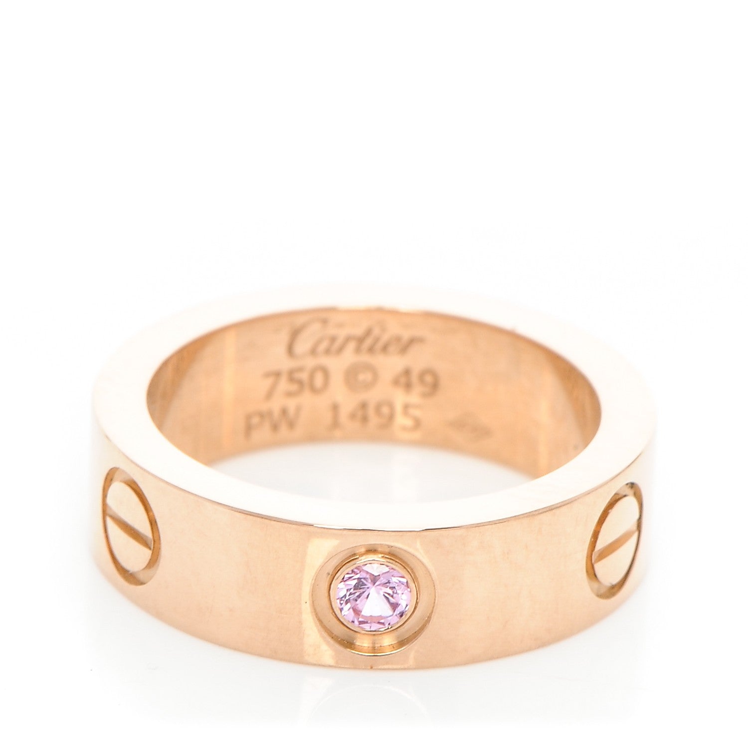 Cartier 18K Pink Gold Pink Sapphire 5.5mm LOVE Ring 49 4.75 1 of 4