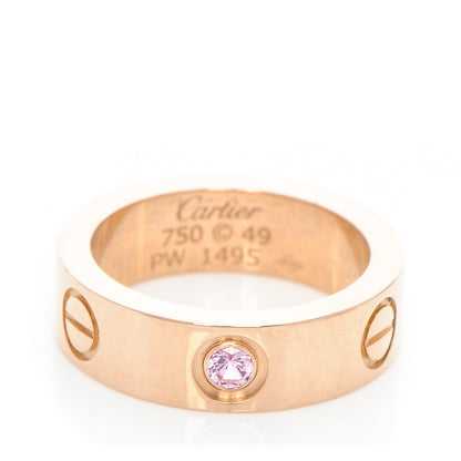 Cartier 18K Pink Gold Pink Sapphire 5.5mm LOVE Ring 49 4.75 1 of 4