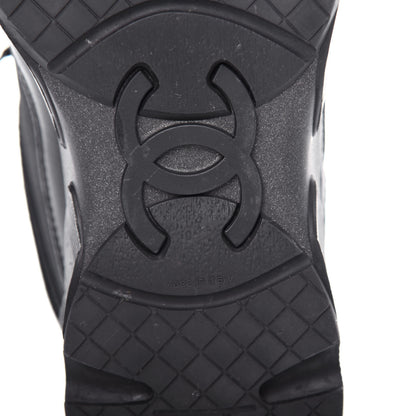 Chanel Suede Velvet Lambskin CC Sneakers 37 Black 9 of 10