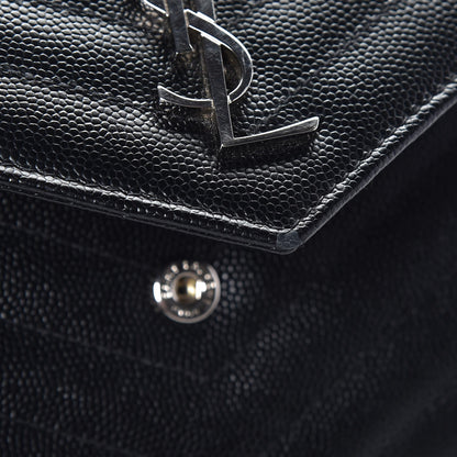 Saint Laurent Grain De Poudre Matelasse Chevron Monogram Envelope Chain Wallet Black 9 of 9