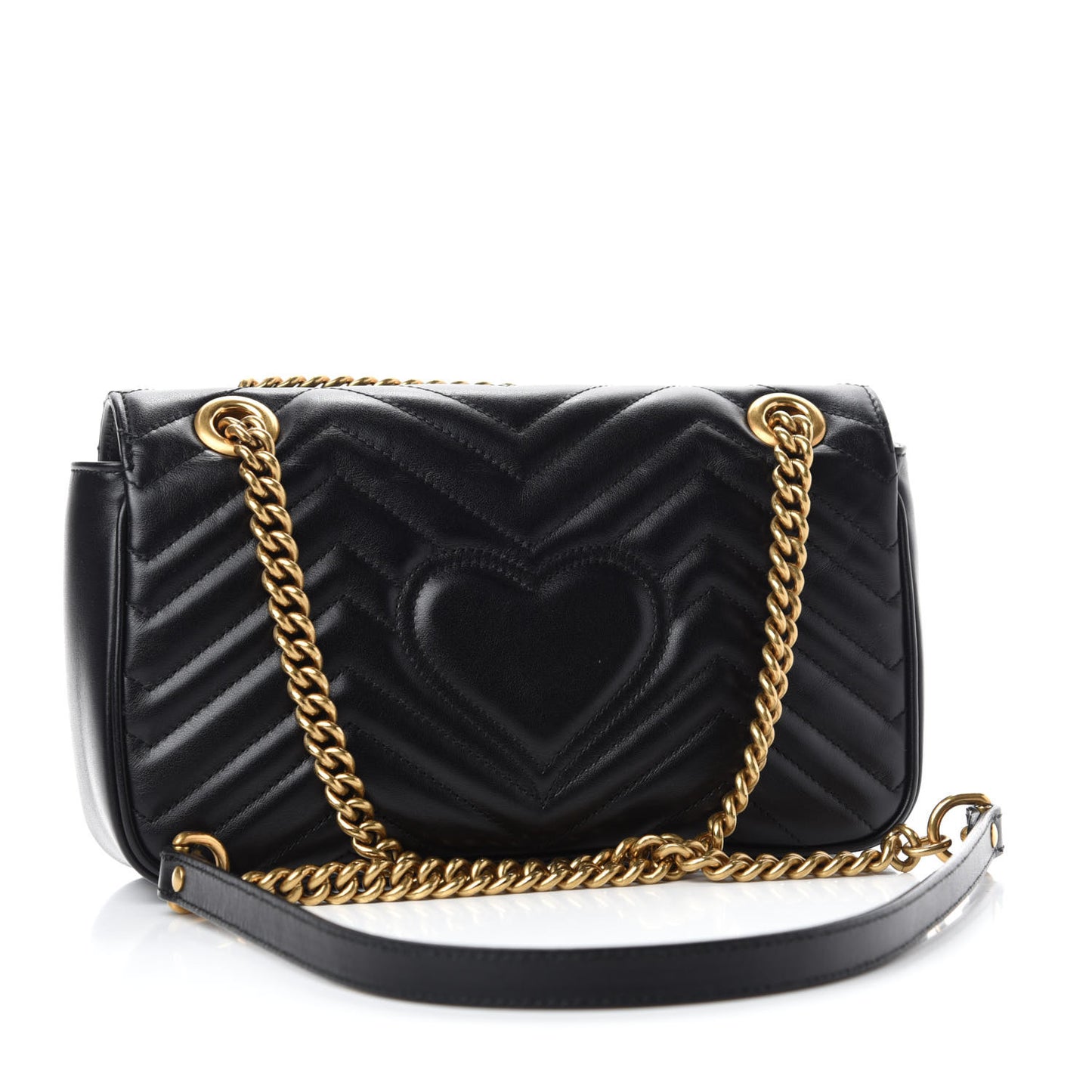 Calfskin Matelasse Small GG Marmont Shoulder Bag Black
