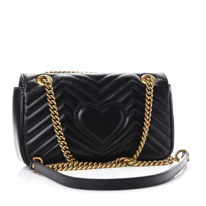 Gucci Calfskin Matelasse Small GG Marmont Shoulder Bag Black 3 of 10