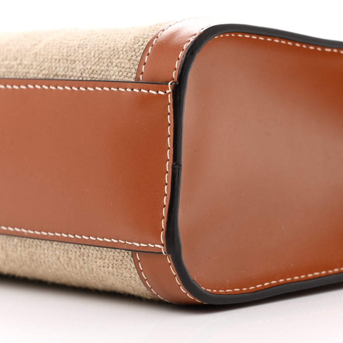 Canvas Calfskin Anchor Print Small Vertical Cabas  Tan