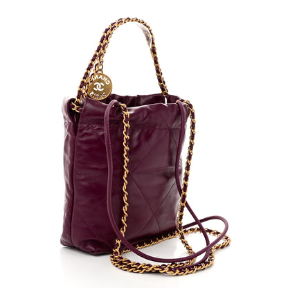 Chanel Shiny Calfskin Quilted Mini Chanel 22 Dark Purple 3 of 10