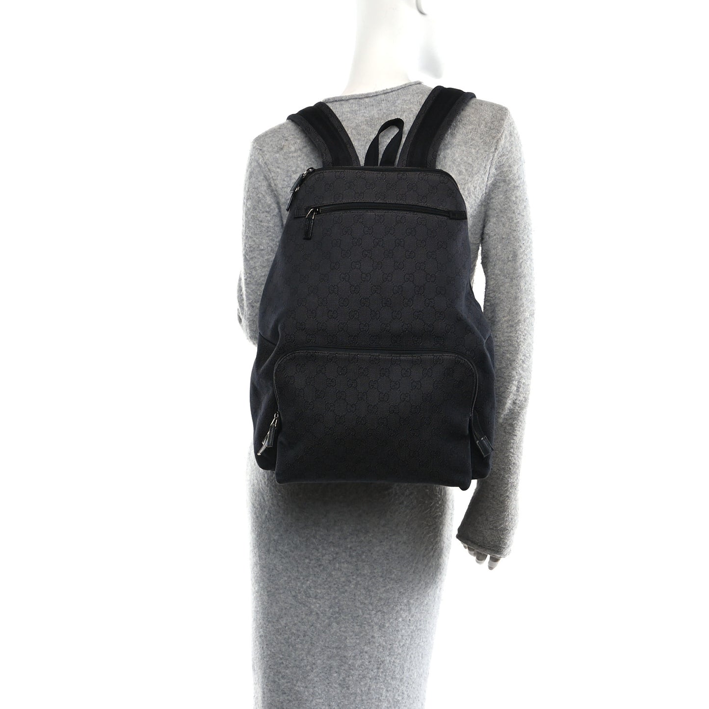 Denim Monogram Medium Backpack Black