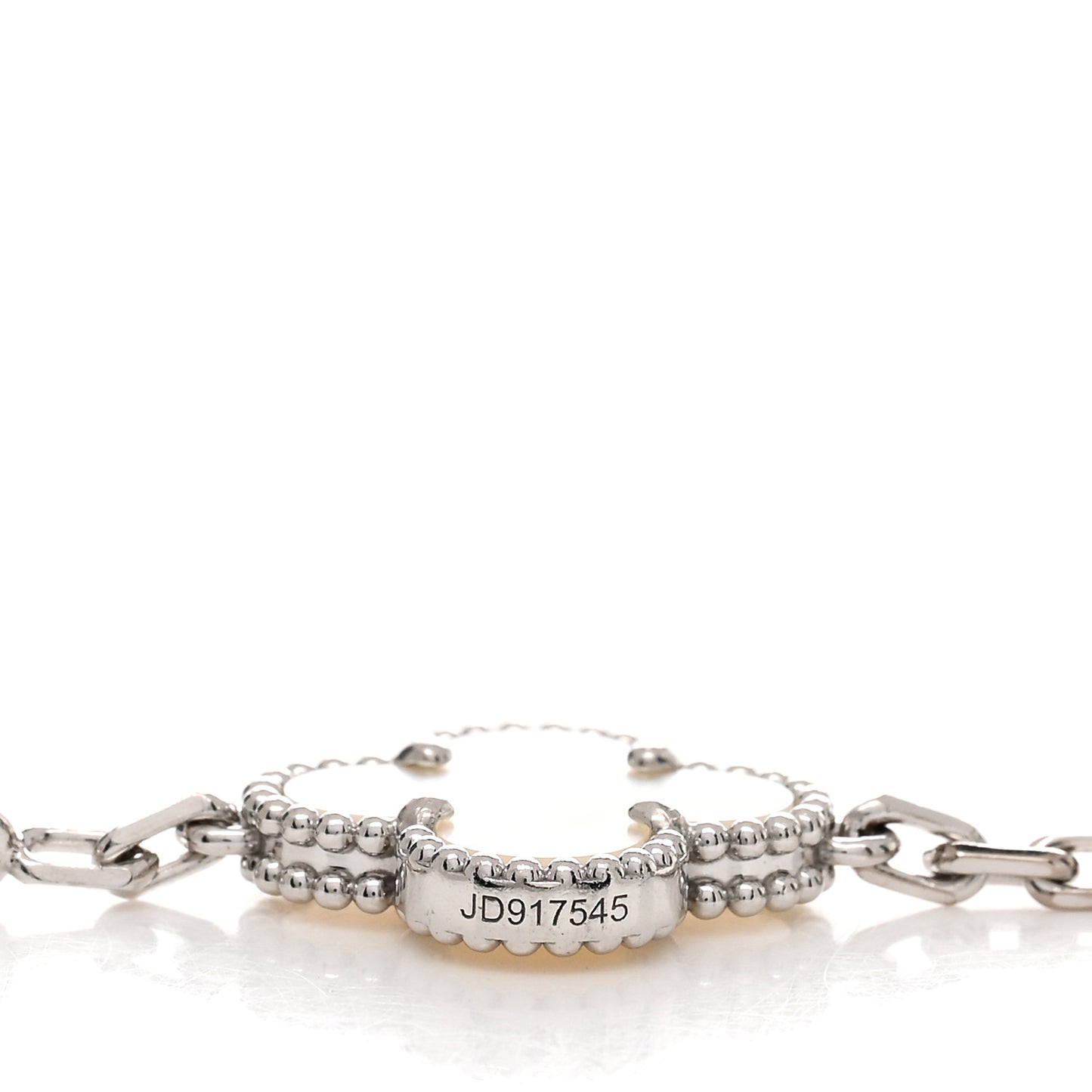 18K White Gold Mother of Pearl 5 Motifs Vintage Alhambra Bracelet