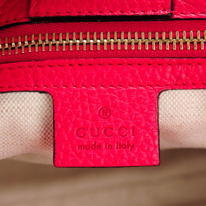 Gucci Pebbled Calfskin Bi-Color Medium Bamboo Shopper Tote Fuchsia Orange 6 of 7