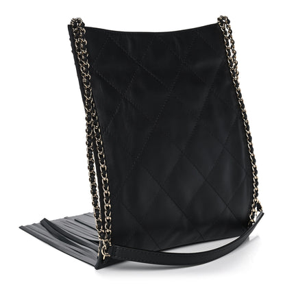 Chanel Calfskin Quilted Fringe Small Shopping Bag Black 3 of 11