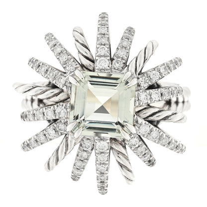 David Yurman Sterling Silver Diamond Prasiolite Starburst Ring 57 8 1 of 4