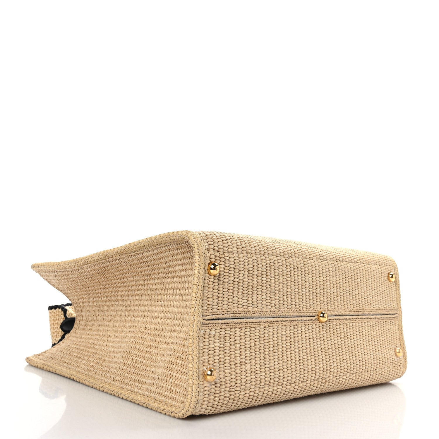 Fendi Straw Vitello King Plexiglass Woven Medium Fendi Sunshine Shopper Tote Natural Black 4 of 11