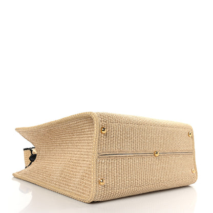 Fendi Straw Vitello King Plexiglass Woven Medium Fendi Sunshine Shopper Tote Natural Black 4 of 11