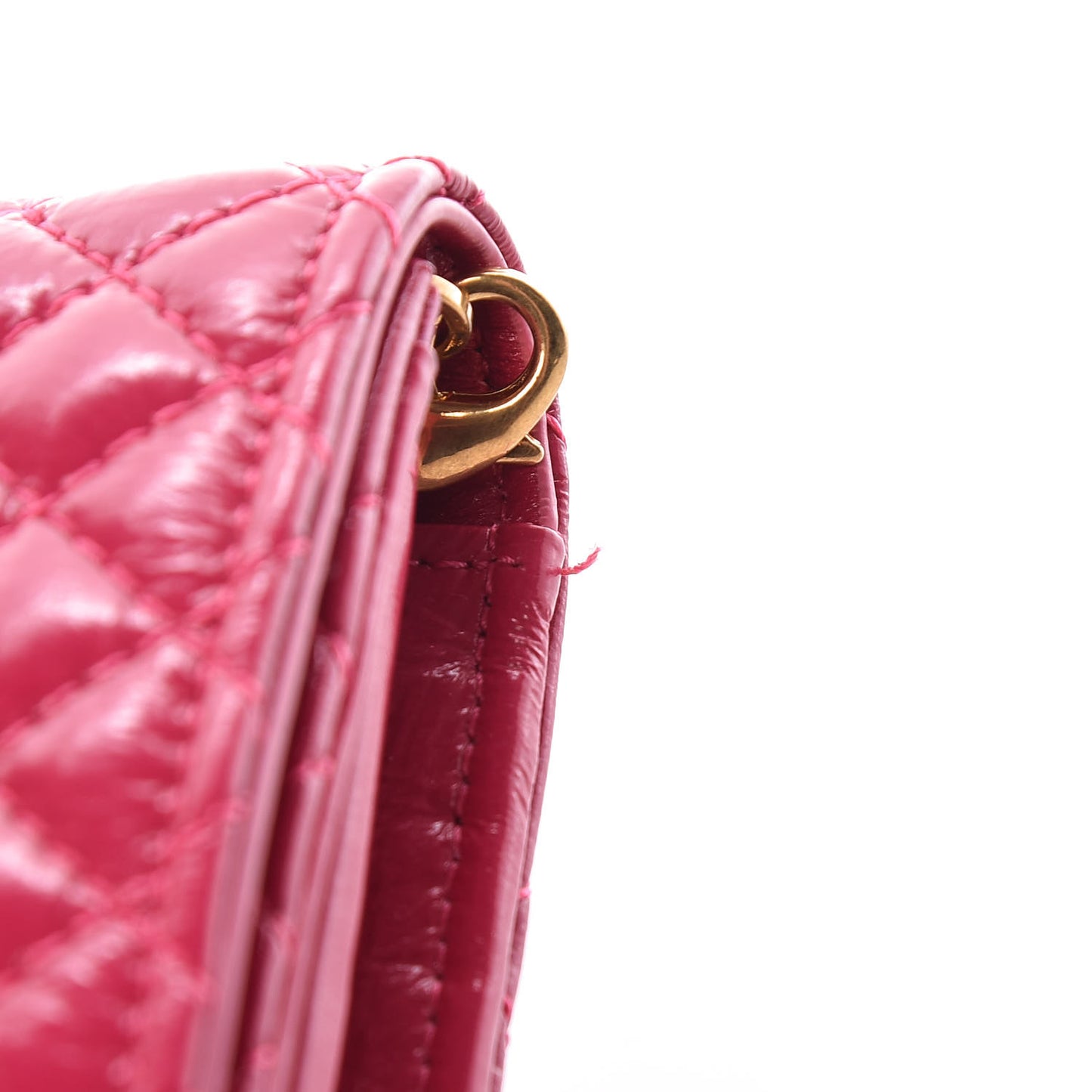 Patent Nappa Icon Quilted Wallet On Chain Crossbody Fuchsia