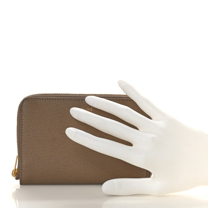 Celine Grained Calfskin Compact Zipped Wallet Kohl 2 of 9