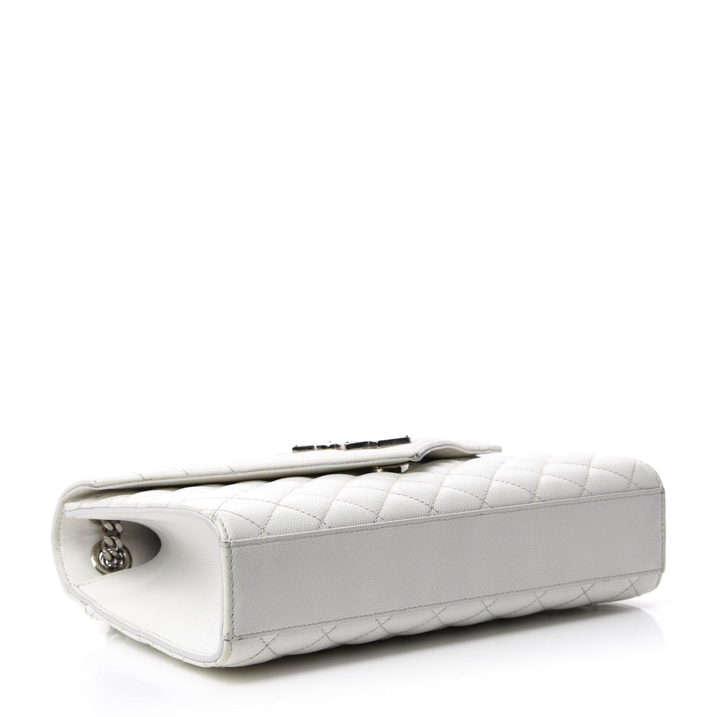 Grain De Poudre Textured Mixed Matelasse Medium Triquilt Monogram Satchel Blanc Vintage