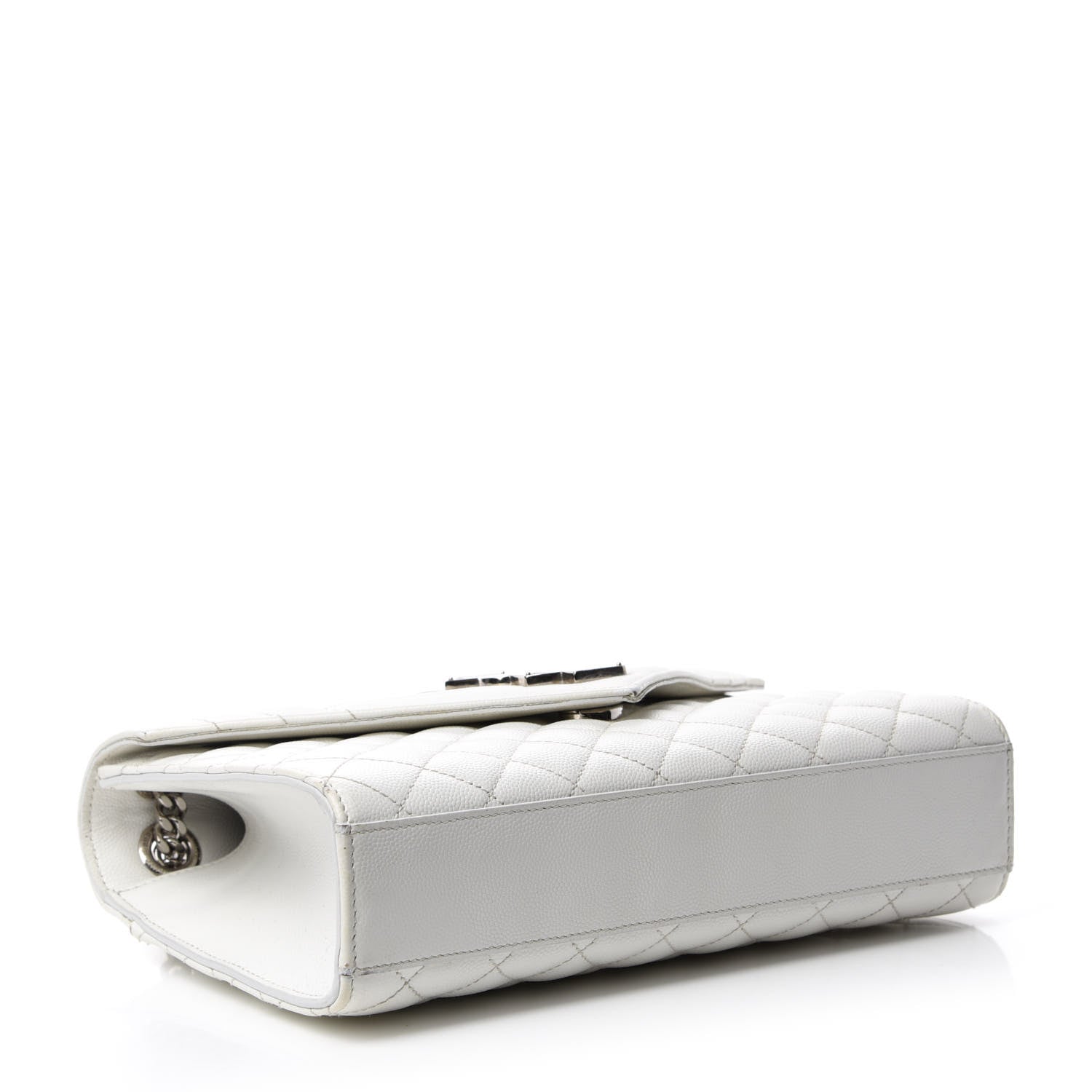 Saint Laurent Grain De Poudre Textured Mixed Matelasse Medium Triquilt Monogram Satchel Blanc Vintage 5 of 15