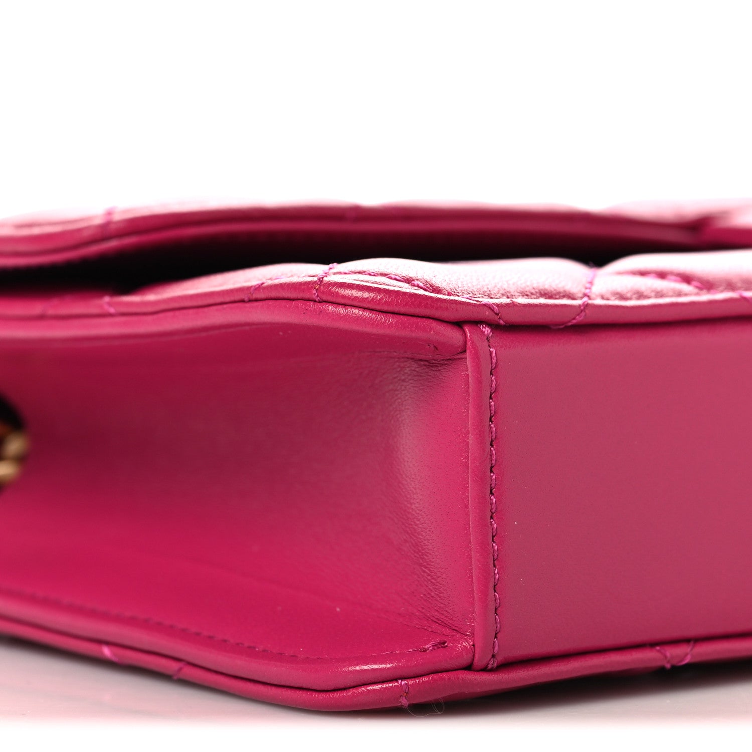 Chanel Shiny Lambskin Quilted Flap Clutch Bag Dark Pink 9 of 10