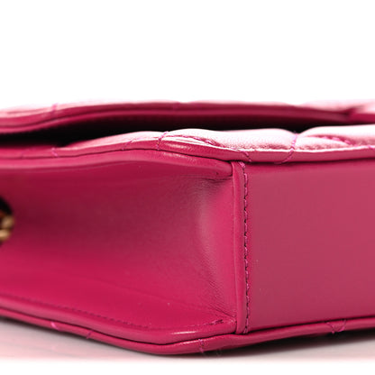 Chanel Shiny Lambskin Quilted Flap Clutch Bag Dark Pink 9 of 10