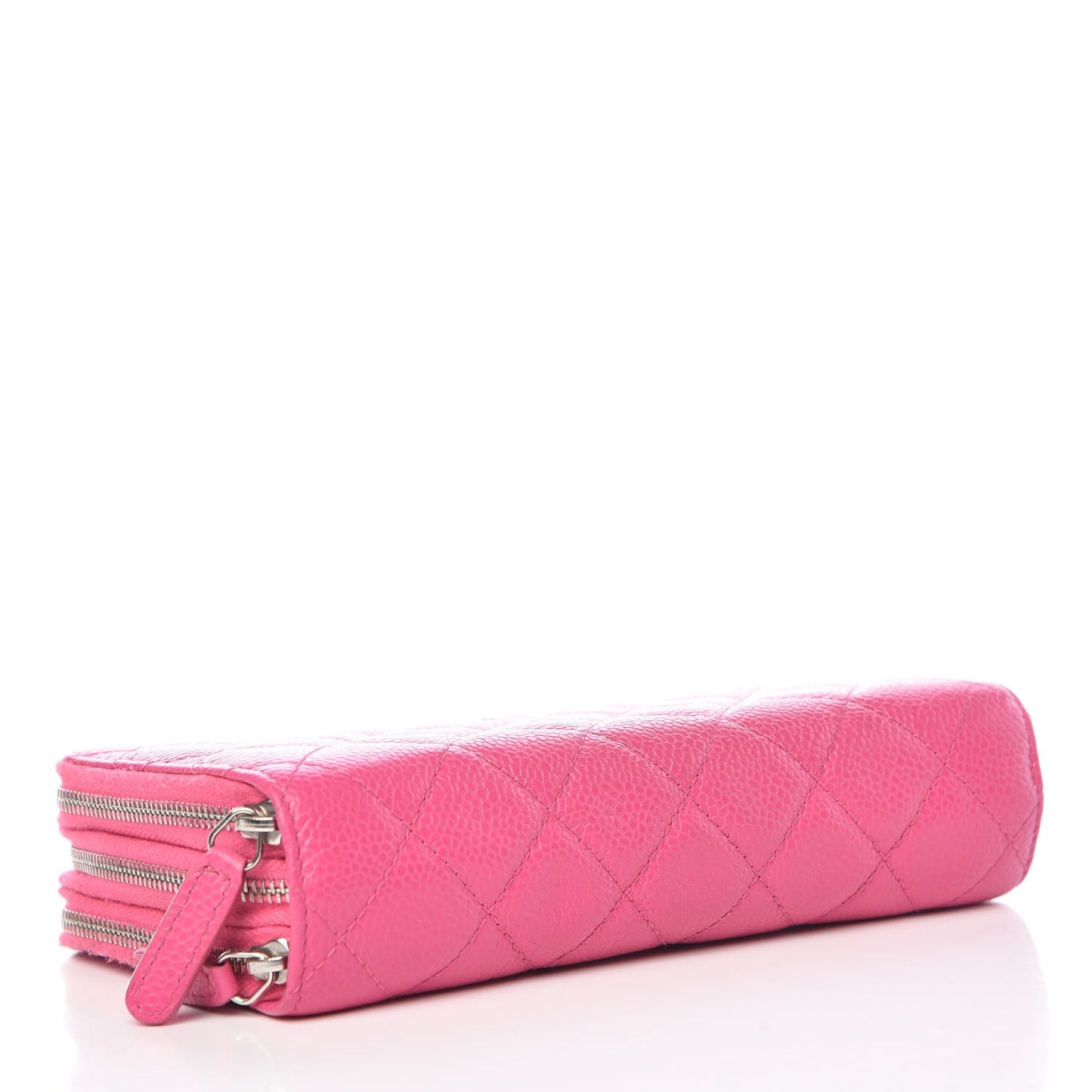 Caviar Quilted Triple Zipper Wallet Pink
