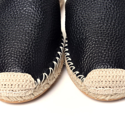 Valentino Garavani Grained Calfskin Rockstud Ankle Wrap Espadrille 20mm Flats 40 Black Light Cuir Natural 9 of 10