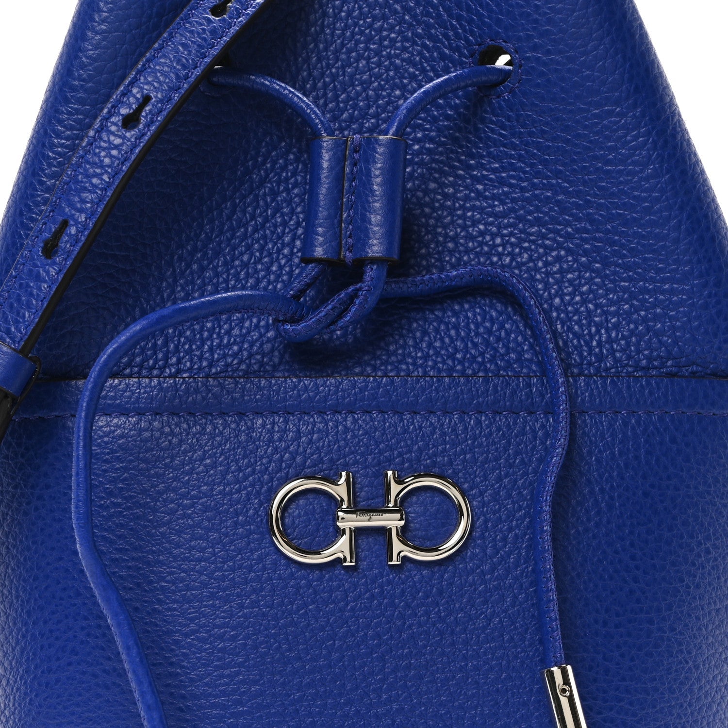 Salvatore Ferragamo Grained Calfskin Mini Gancino Bucket Bag Bluette 7 of 9