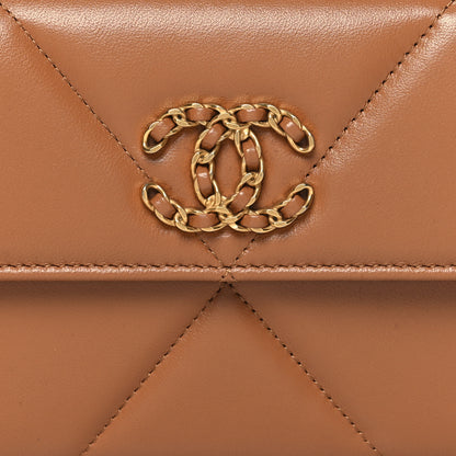 Chanel Lambskin Quilted Chanel 19 Flap Wallet Brown 9 of 9
