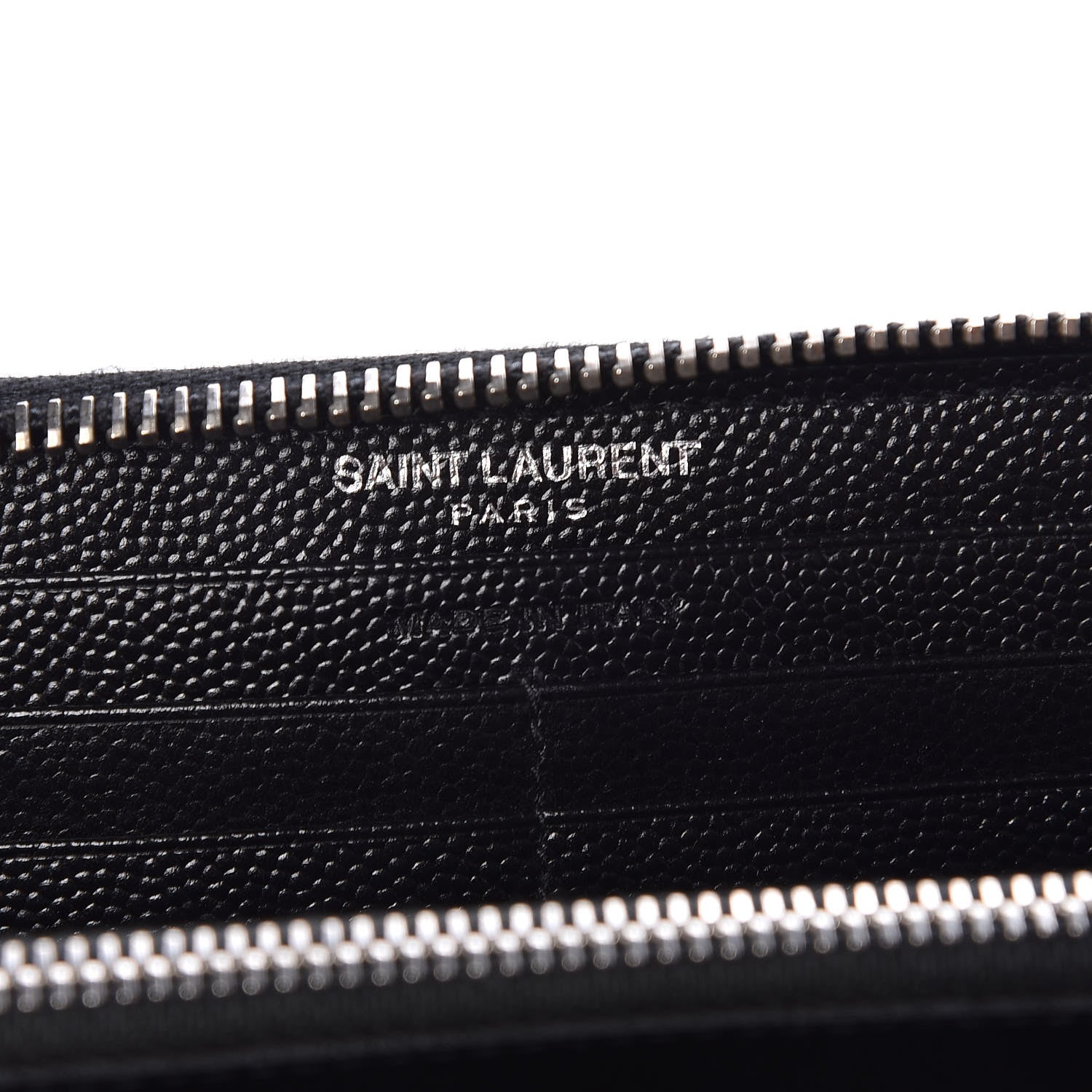 Saint Laurent Grain De Poudre Matelasse Chevron Monogram Zip Around Wallet Black 6 of 7
