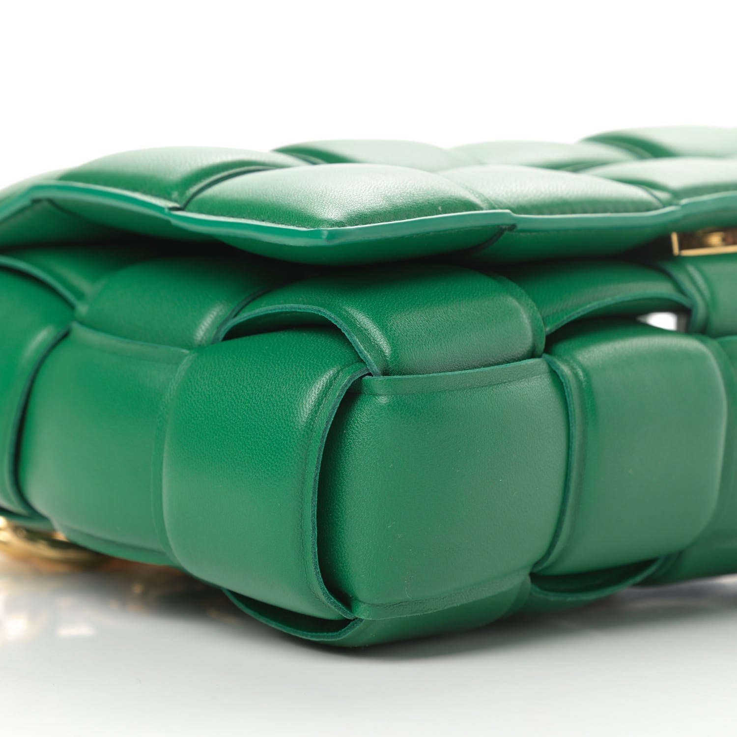 Bottega Veneta Lambskin Maxi Intreccio Padded Chain Cassette Crossbody Bag Racing Green 9 of 12