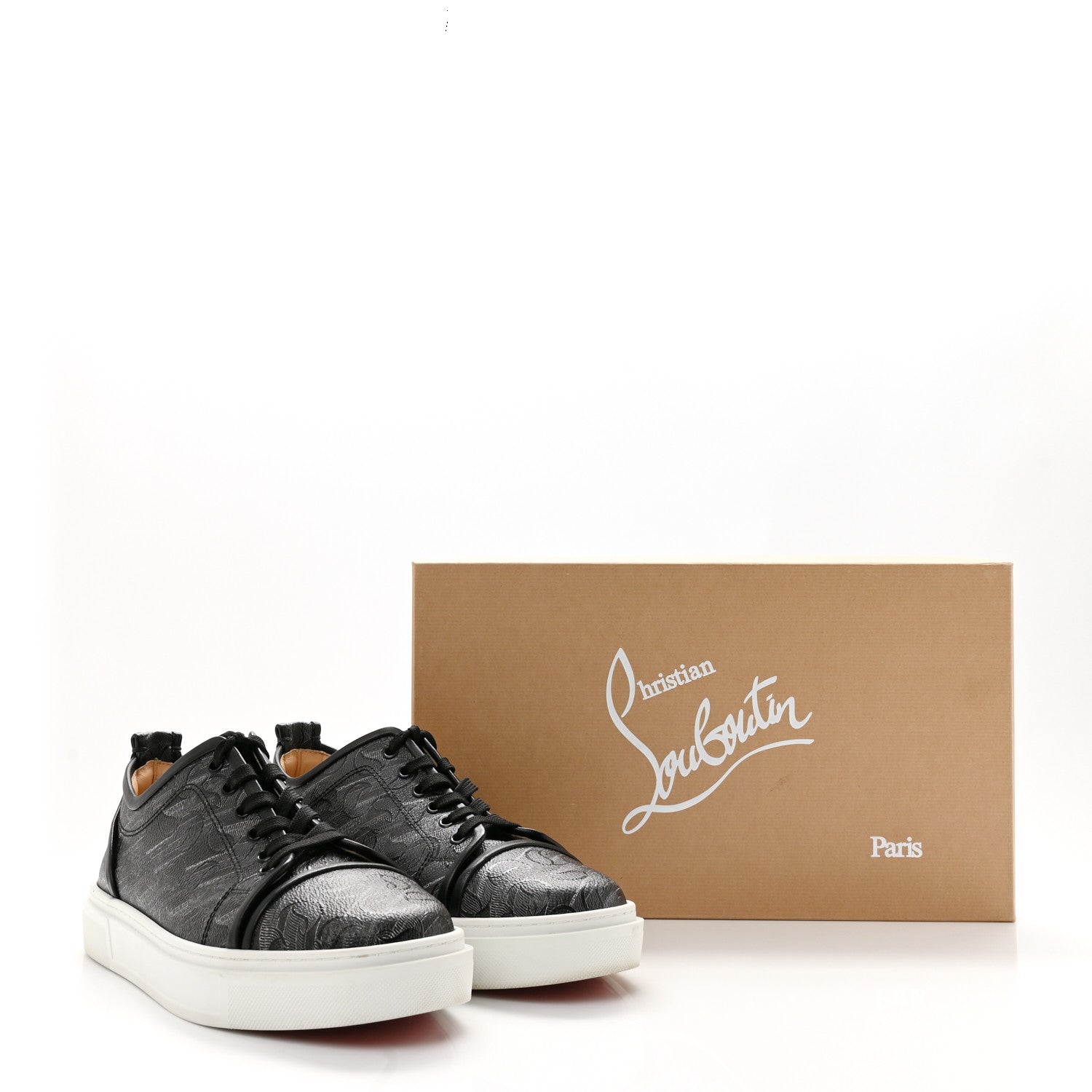 Christian Louboutin Toile Monogram Nappa Mens Adolon Junior Flat Sneakers 42 Black 11 of 11