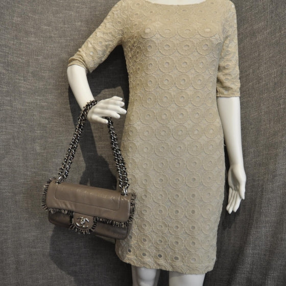 Lambskin Tweedy Flap Taupe