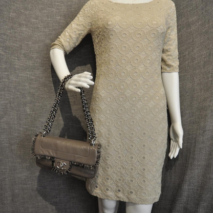 Chanel Lambskin Tweedy Flap Taupe 2 of 9