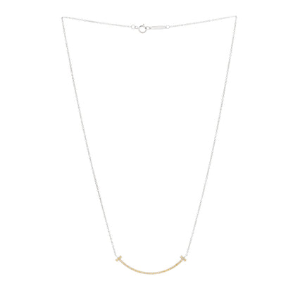 Tiffany 18K White Gold Yellow Sapphire Small T Smile Pendant Necklace 3 of 6