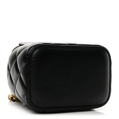 Chanel Lambskin Quilted Mini Pearl Crush Vanity Case With Chain Black 4 of 13