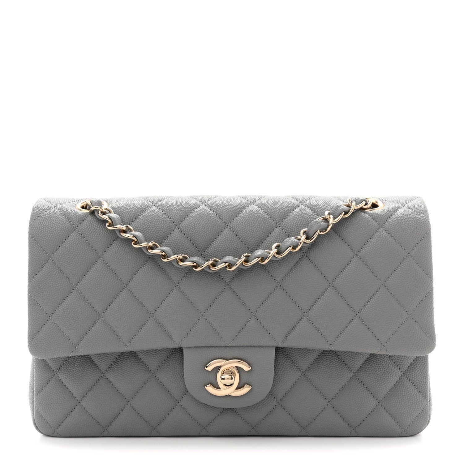Chanel Caviar Quilted Medium Double Flap Grey 1 of 11