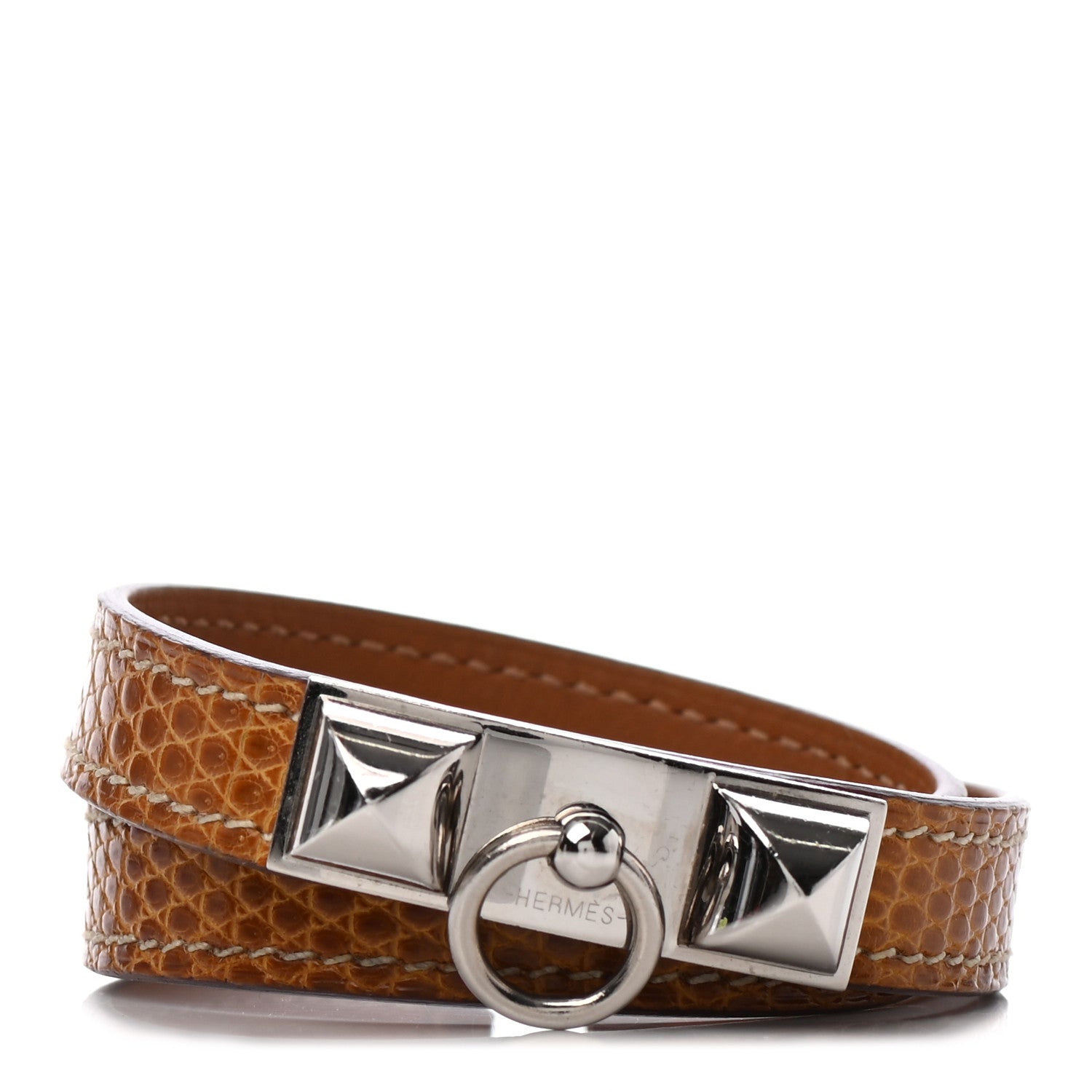 Hermes Lizard Rivale Double Tour Bracelet S Sesame 1 of 5