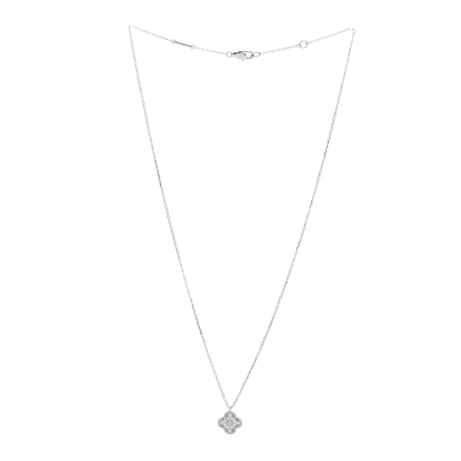 Van Cleef & Arpels 18K White Gold Diamond Sweet Alhambra Pendant Necklace 3 of 6