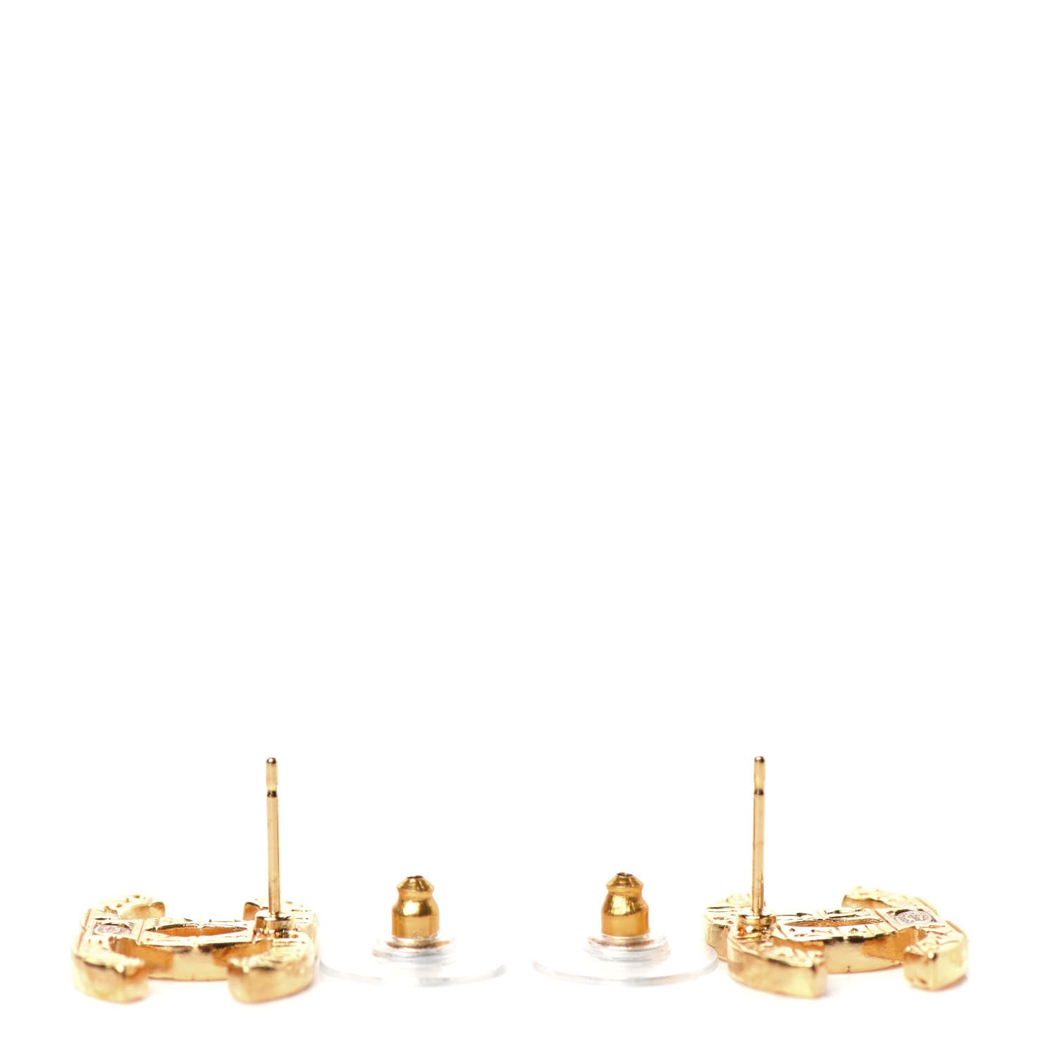 Chanel Metal Textured CC Earrings Gold 3 of 4