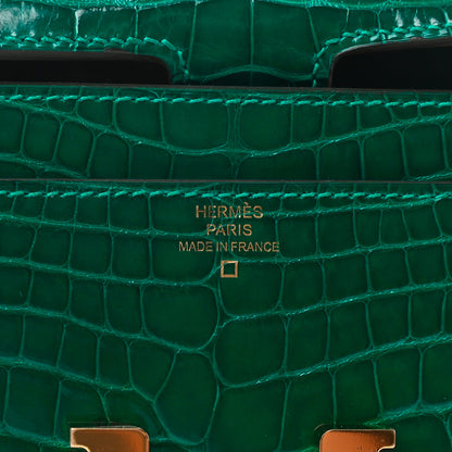 Hermes Shiny Alligator Constance Long Wallet Vert Emeraude 6 of 6