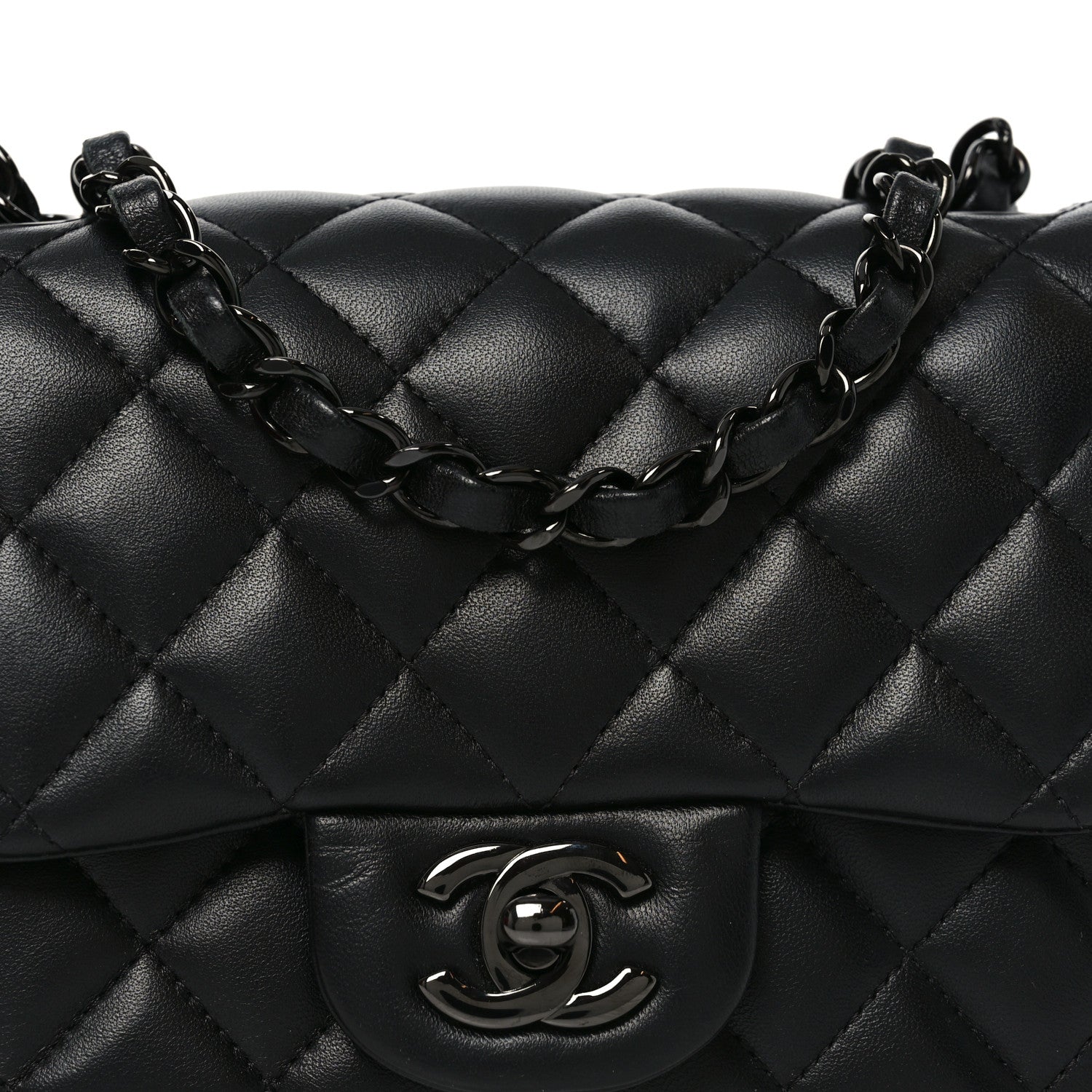 Chanel Lambskin Quilted Mini Square Flap So Black 8 of 10