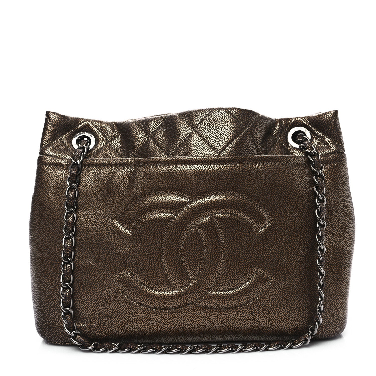 Chanel Metallic Caviar Quilted Large Timeless CC Soft Tote Bronze 1 of 11
