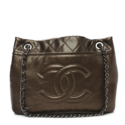 Chanel Metallic Caviar Quilted Large Timeless CC Soft Tote Bronze 1 of 11