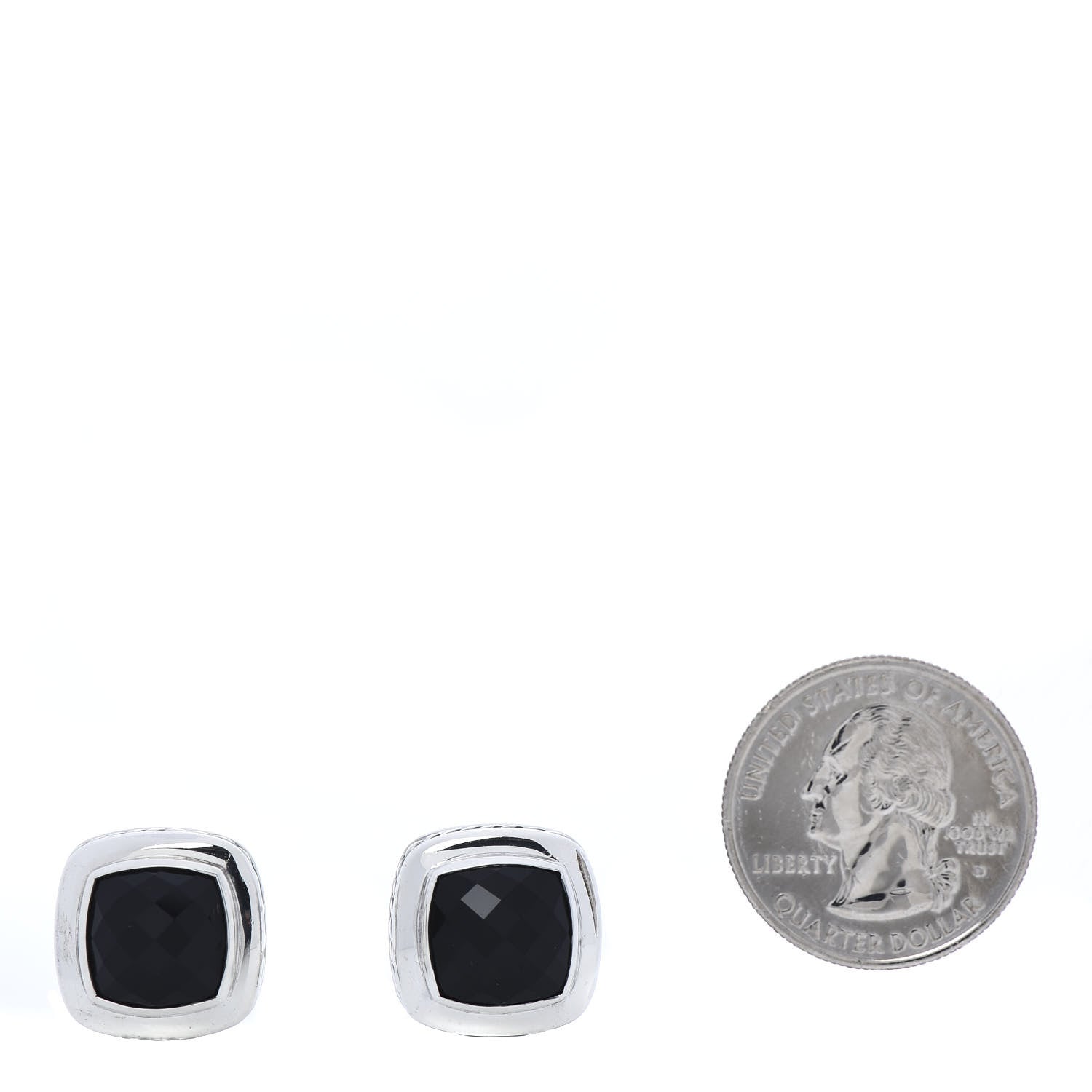 David Yurman Sterling Silver Black Onyx 11mm Albion Earrings 2 of 4