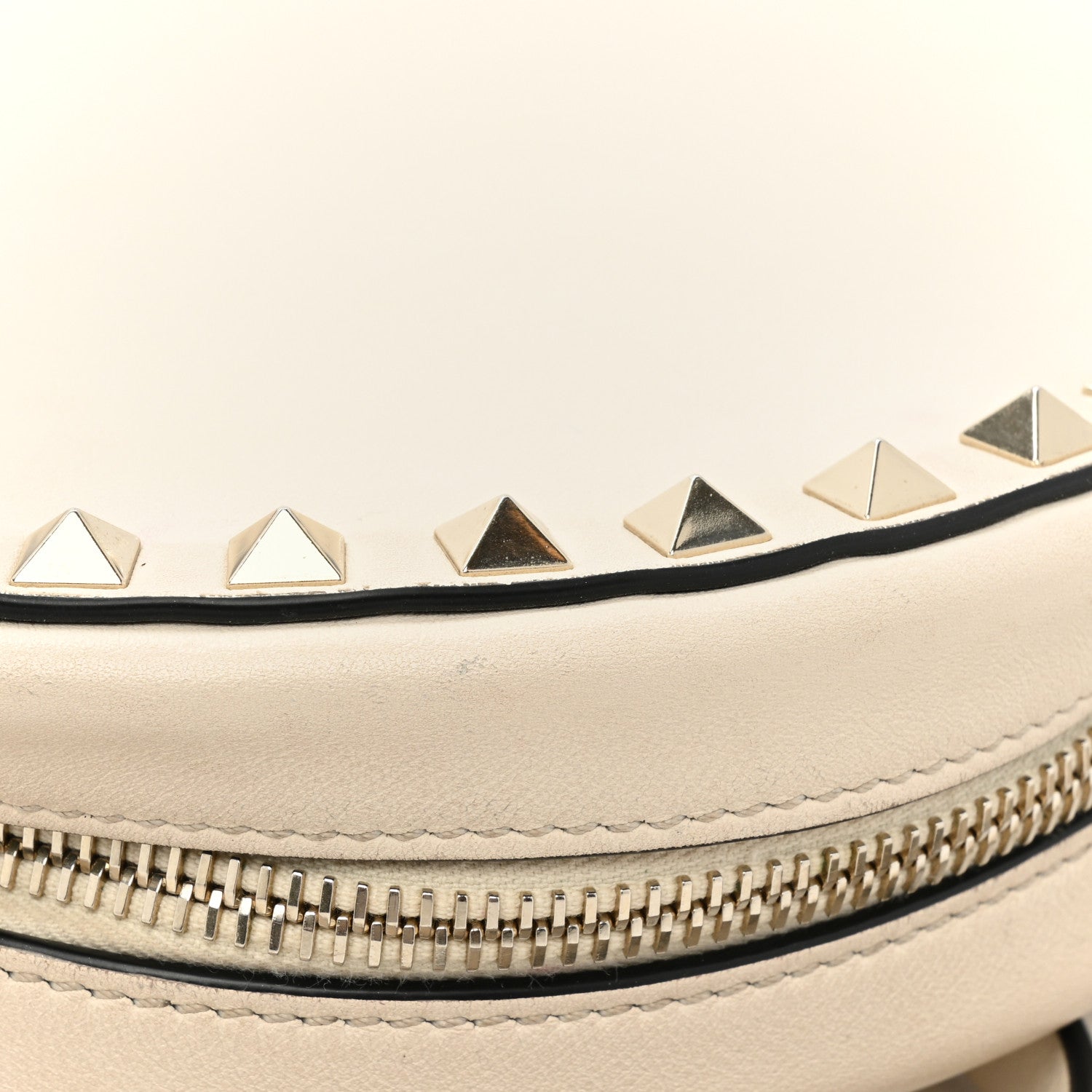 Valentino Garavani Calfskin Rockstud Round Crossbody Bag White 13 of 14