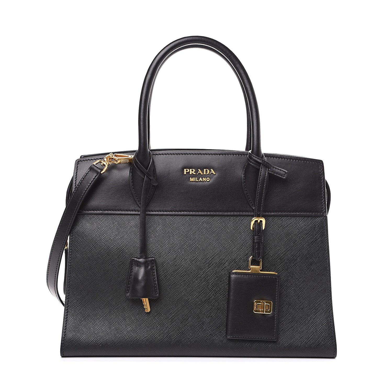 Saffiano City Calfskin Medium Esplanade Tote Black