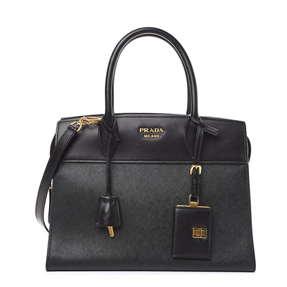 Prada Saffiano City Calfskin Medium Esplanade Tote Black 1 of 8