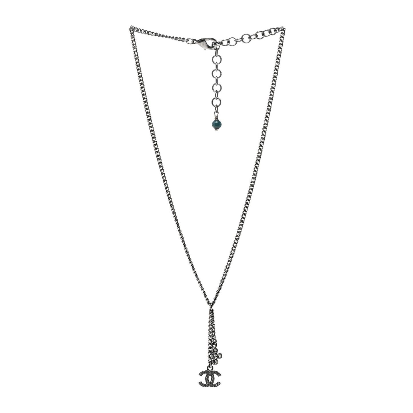 Ruthenium Crystal Flower CC Lariat Necklace