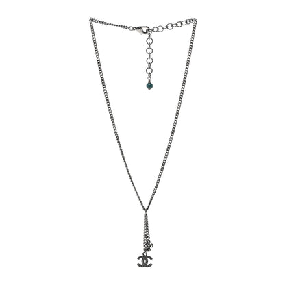 Chanel Ruthenium Crystal Flower CC Lariat Necklace 3 of 6